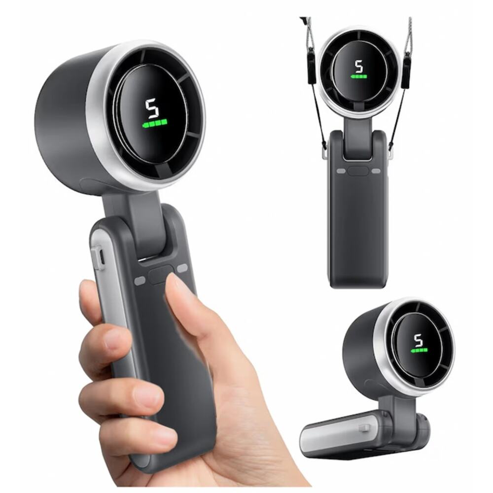 Handheld Portable Mini Fan with 5 speeds Digital Display